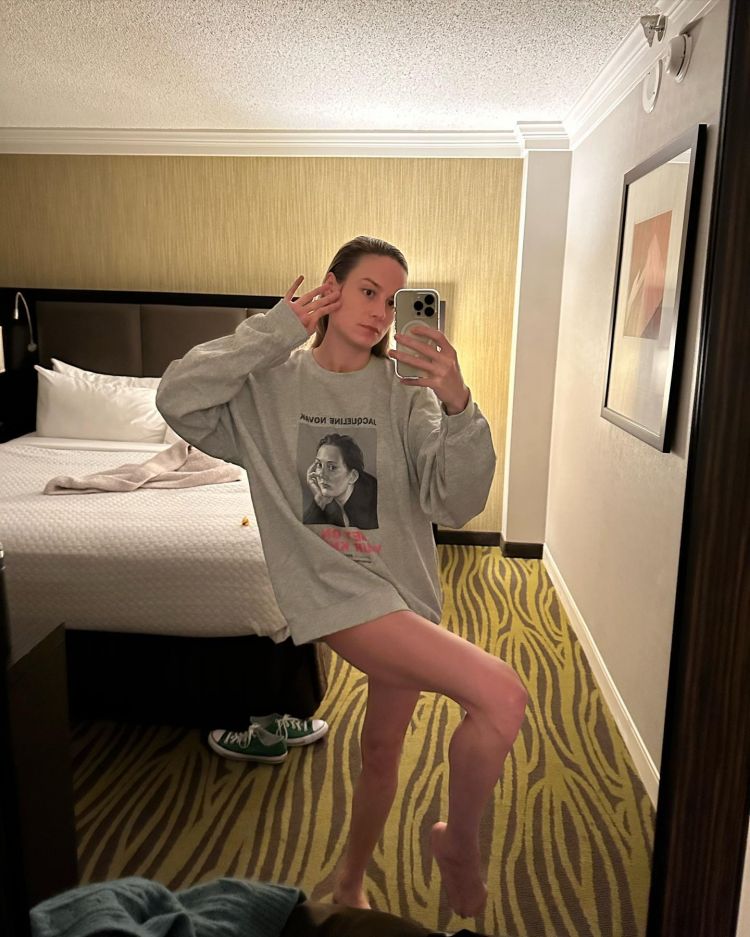 Brie Larson In Hot Over-Sized T-shirt