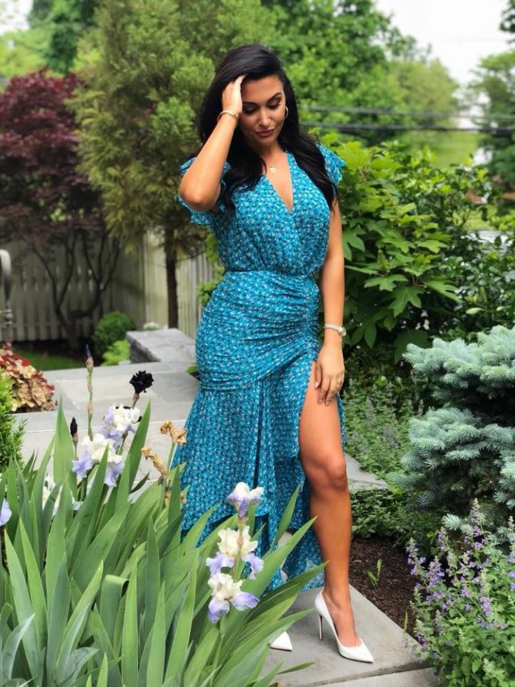 Hot Molly Qerim In Blue Cleavage Dress